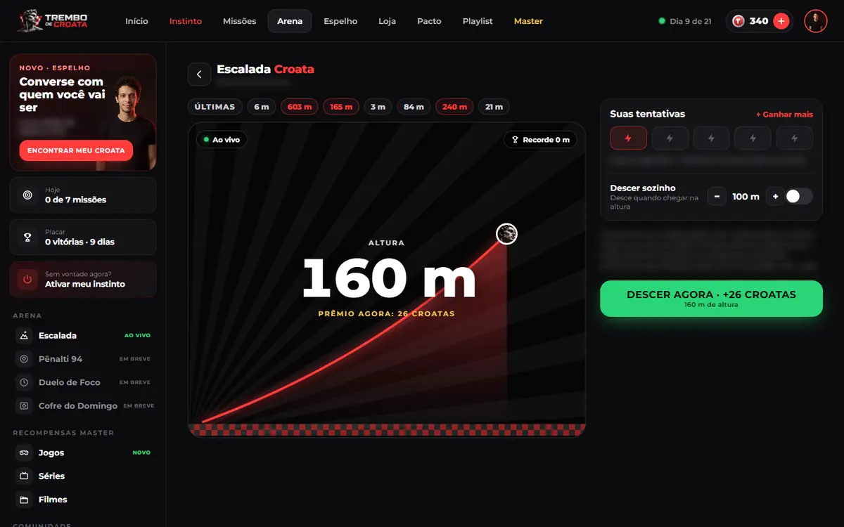 Croata Gaming no MacBook e no iPhone: a Escalada Croata, os jogos das Recompensas Master e o início do app