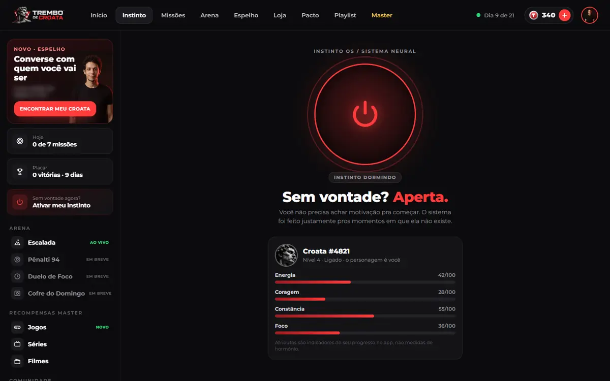 Instinto OS no MacBook e no iPhone: o botão Ativar meu instinto